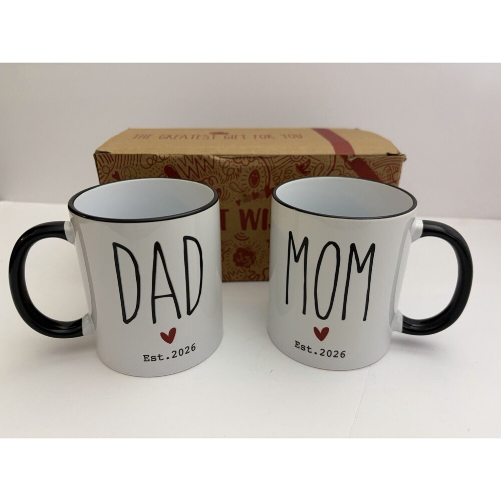 New Mom & Dad Mug Set - Personalized "Est. 2026" Gift